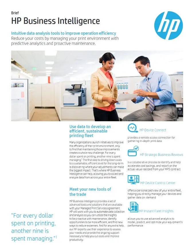 HP, Business Intelligence, Brochure, HP, Hewlett Packard, Office Solutions & Services