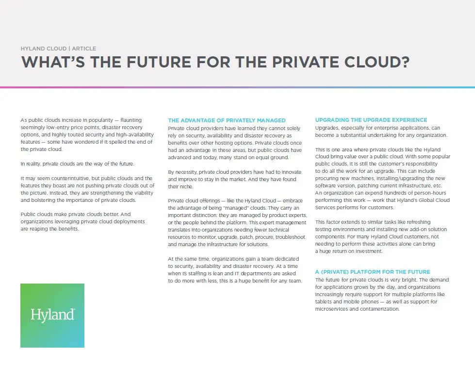 Private Cloud, Public Cloud, Hyland, Kyocera, Software, Document Management, Office Solutions & Services