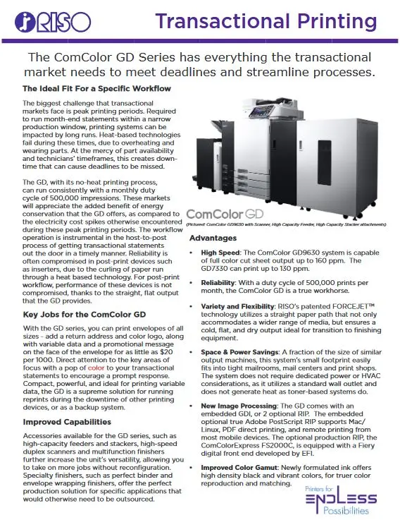 Transactional Printing, Riso, Office Solutions & Services
