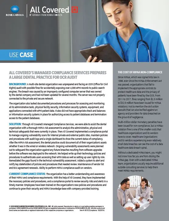 All Covered, HIPAA, Case Study, Konica-Minolta, Office Solutions & Services