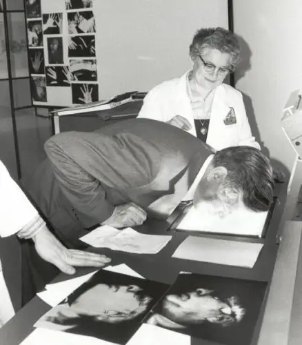 Old Photo, Man Copying Face on Copier, Office Solutions & Services