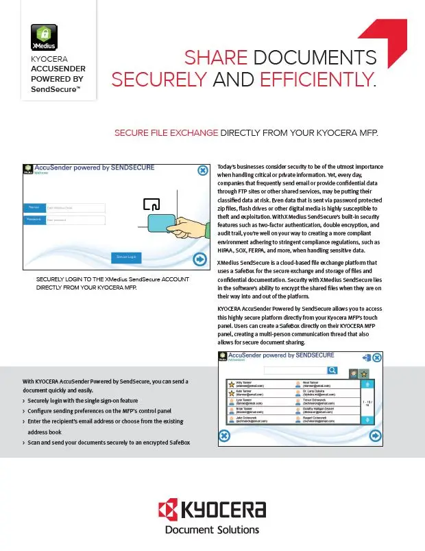 Kyocera, Software, Capture, Distribution, Accusender, Powered By Sendsecure, Office Solutions & Services