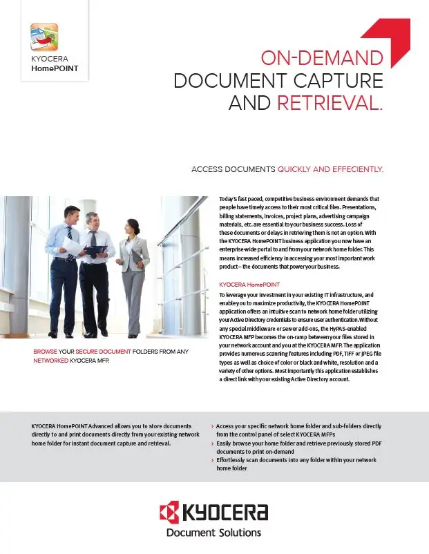 Kyocera, Software, Capture And Distribution, Homepoint Advanced, Office Solutions & Services