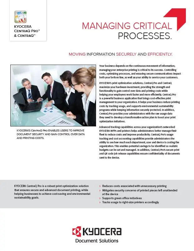 Kyocera, Software, Cost Control, Security Centraq Pro, Office Solutions & Services