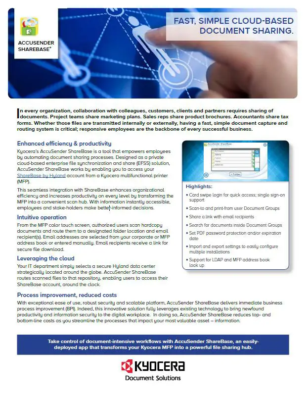 Kyocera, Software, Document Management, Accusender Sharebase, Office Solutions & Services