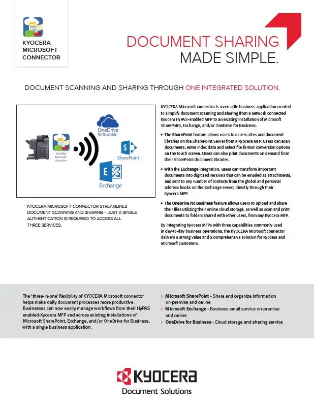 Kyocera, Software, Document Management, Kyocera, Microsoft Connector, Office Solutions & Services