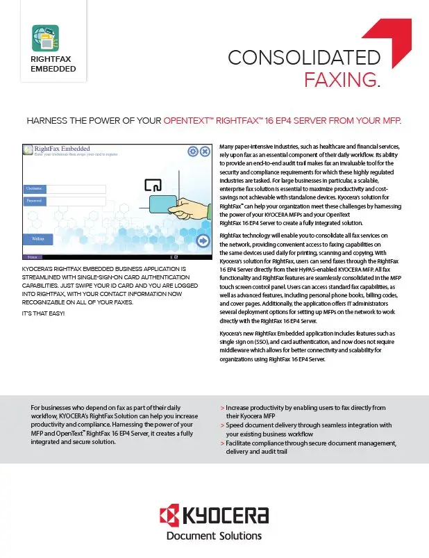 Kyocera, Software, Document Management Kyocera, Rightfax Embedded, Office Solutions & Services