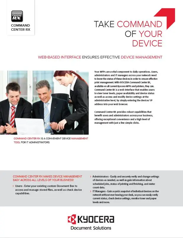 Kyocera, Software, Network, Device Management, Command Center Rx, Office Solutions & Services