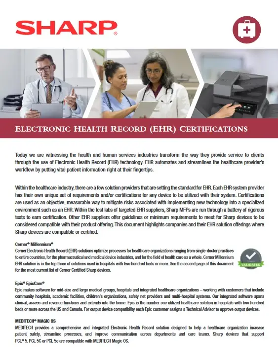 Sharp, Healthcare, Ehr, Emr, Application Compatibility, Office Solutions & Services