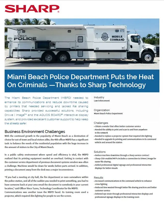 Sharp, Miami Police, Case Study, Office Solutions & Services