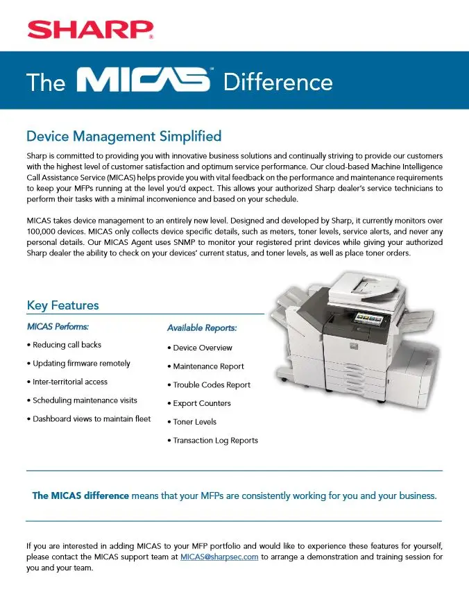 Sharp, Micas, Office Solutions & Services