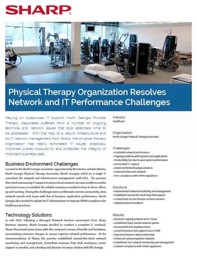 Sharp, Physical Therapy Organization, Case Study, Office Solutions & Services