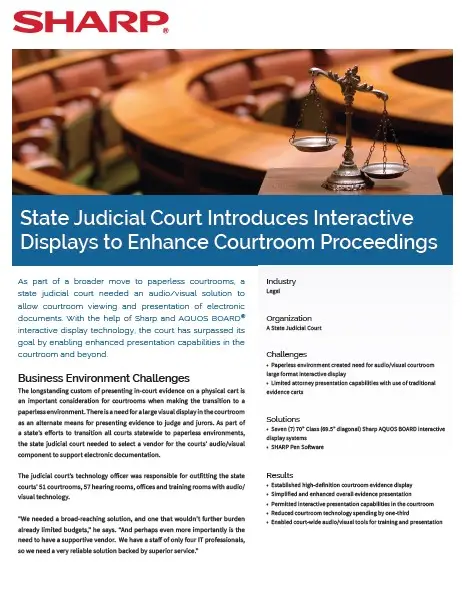 Sharp, State Judicial Court, Case Study, Legal, Office Solutions & Services