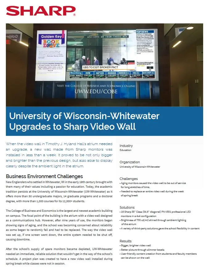 University Wisconsin, Video Wall, Case Study, education, Office Solutions & Services