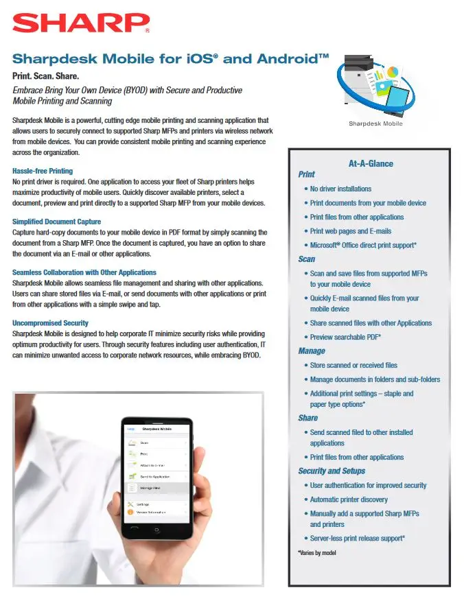 Sharpdesk, Mobile, Data Sheet, Office Solutions & Services