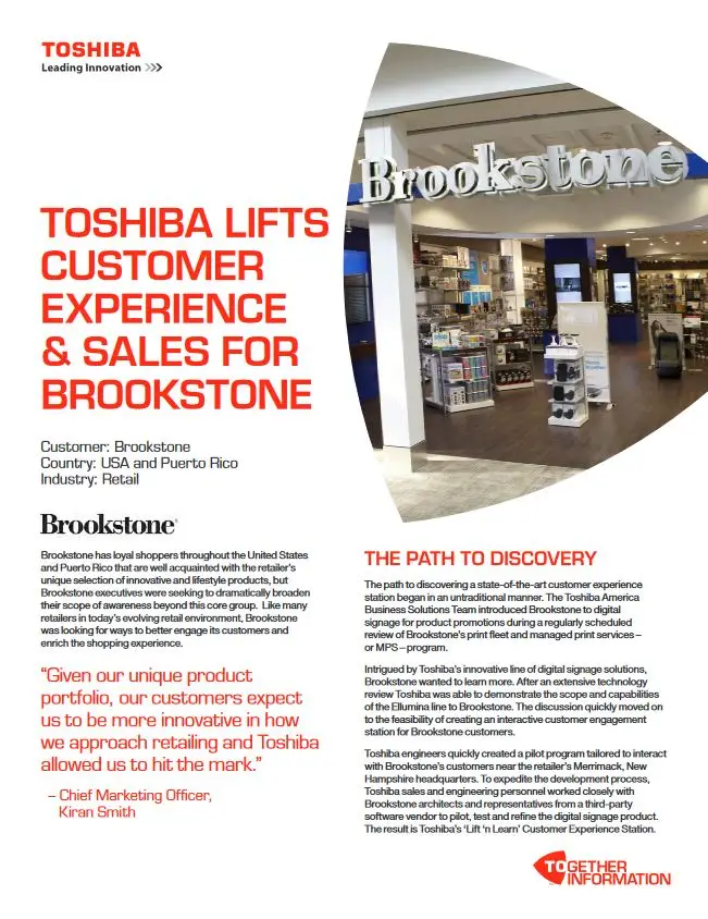 Brookstone, Case Study, Digital Signage, Toshiba, Office Solutions & Services