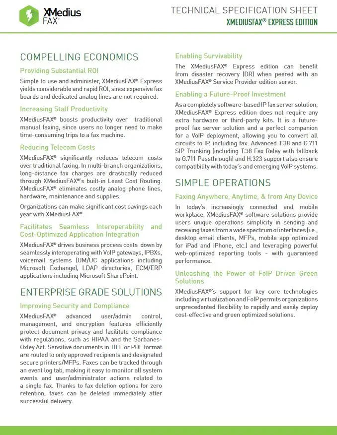 Xmedius Fax Express Edition Brochure, XMedius Fax, Office Solutions & Services